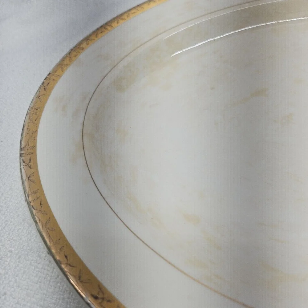 Vintage 22K Gold Rare Oval Serving Dish The Etched Design Sebring Pottery USA - Picture 14 of 16